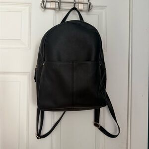 Black Faux Leather Backpack Primark
